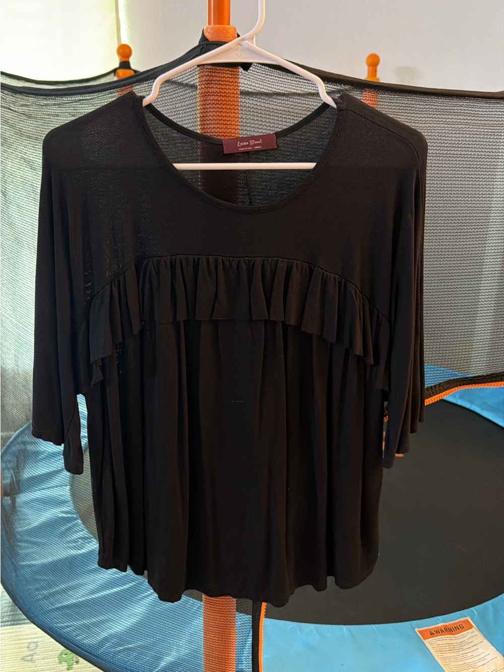 Black Ruffle-Front Women's Top